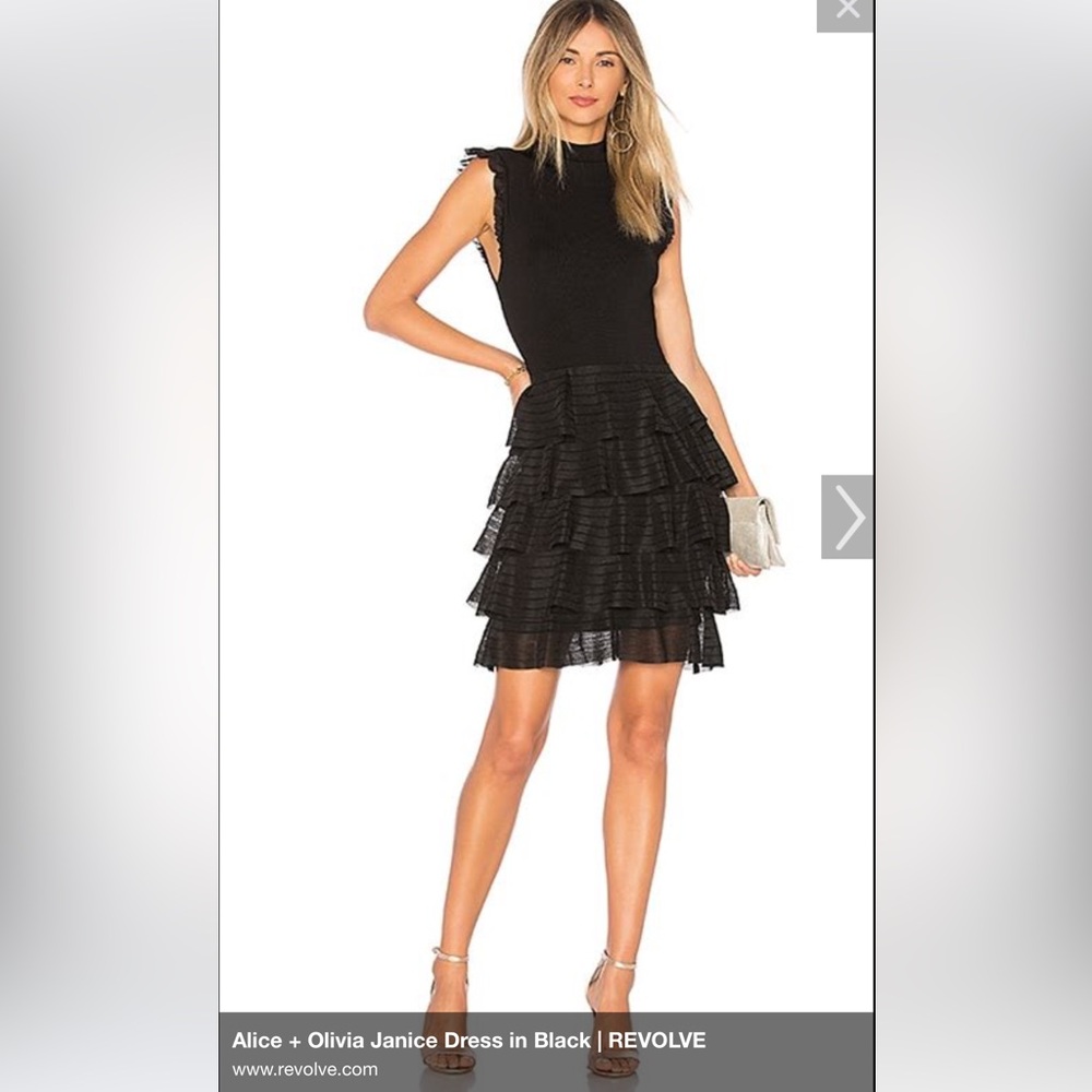 🎉NWOT Alice + Olivia Janice Mesh Ruffle Tiered  Mini Dress